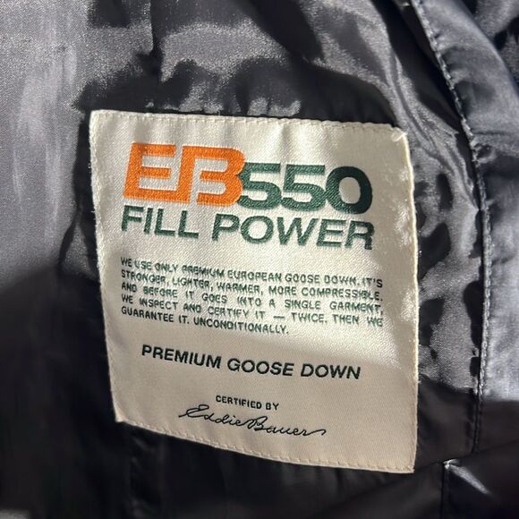 Eddie Bauer Black Goose Down Puffer Long Full Zip Jacket EB550 Fill Power Size S - Picture 6 of 7